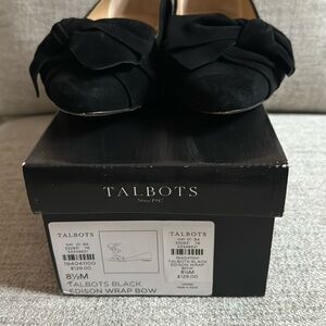 Black bow velvet flat